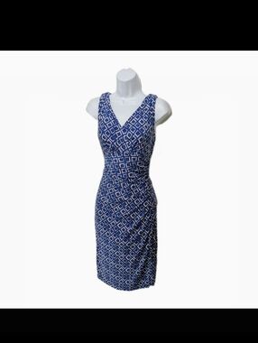 Lauren Ralph Lauren 6 Faux Wrap Sheath Dress Sleeveless Mature Classic Professio